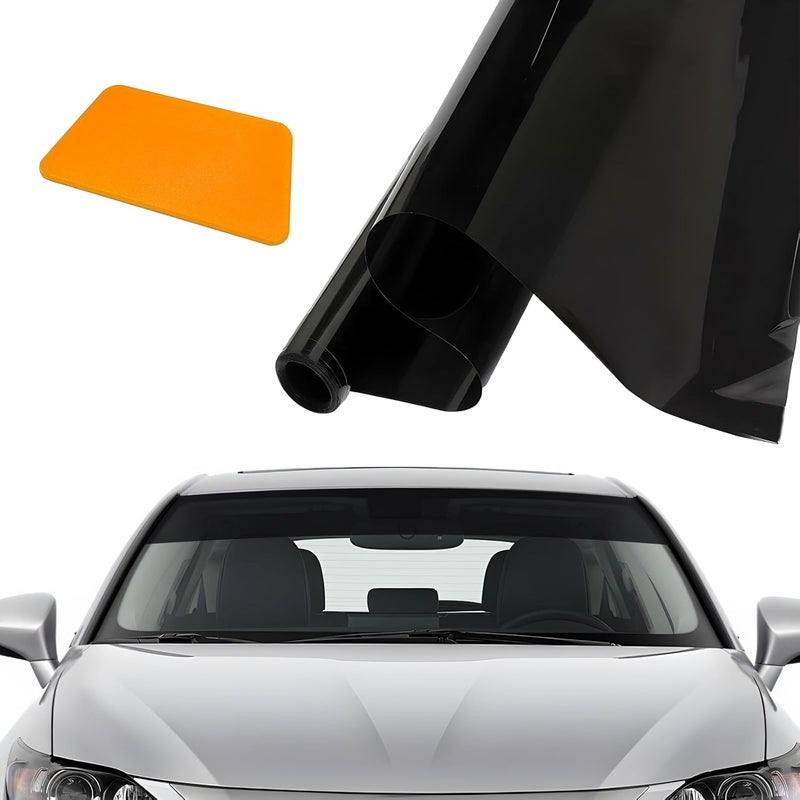 YTFRL Windshield Tint Strip, 59.05"×7.87" Car Window Sun Visor Tints Film with Scraper, Universal Front Windscreen Heat Control Tint Strip Styling Decoration for Car Truck SUV RV - Image 1